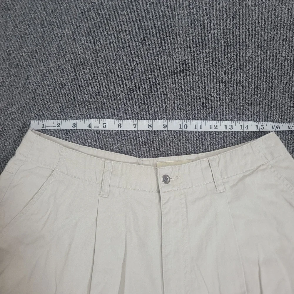 Eddie Bauer 16 Petite Chino Shorts Womens Khaki Pleated High Rise Cotton Twill
